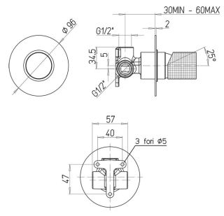 Встраиваемый смеситель для душа Paini Cox Grip 7GPZ690 чёрный матовый
